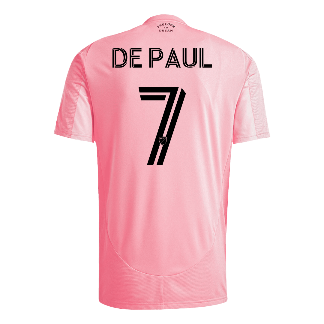 DE PAUL #7 Inter Miami Otthoni Soccer Mez 2025 Rózsaszín