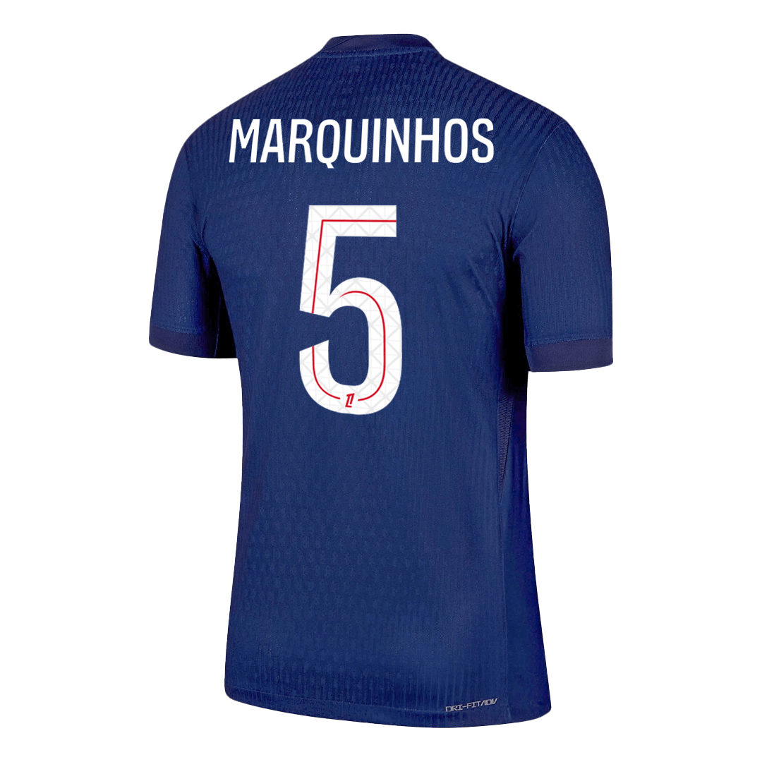 MARQUINHOS #5 Hiteles PSG Otthon Soccer Mez 2025/26 Haditengerészet