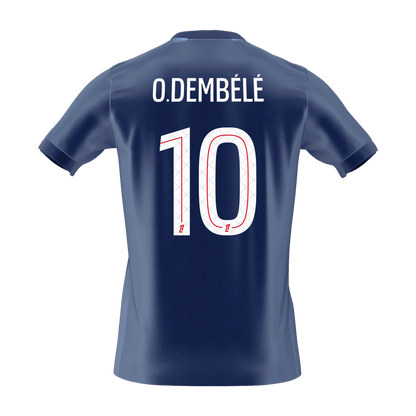 【Szuper Jó Minőségű】O.DEMBÉLÉ #10 PSG Otthon Soccer Mez 2025/26 Haditengerészet