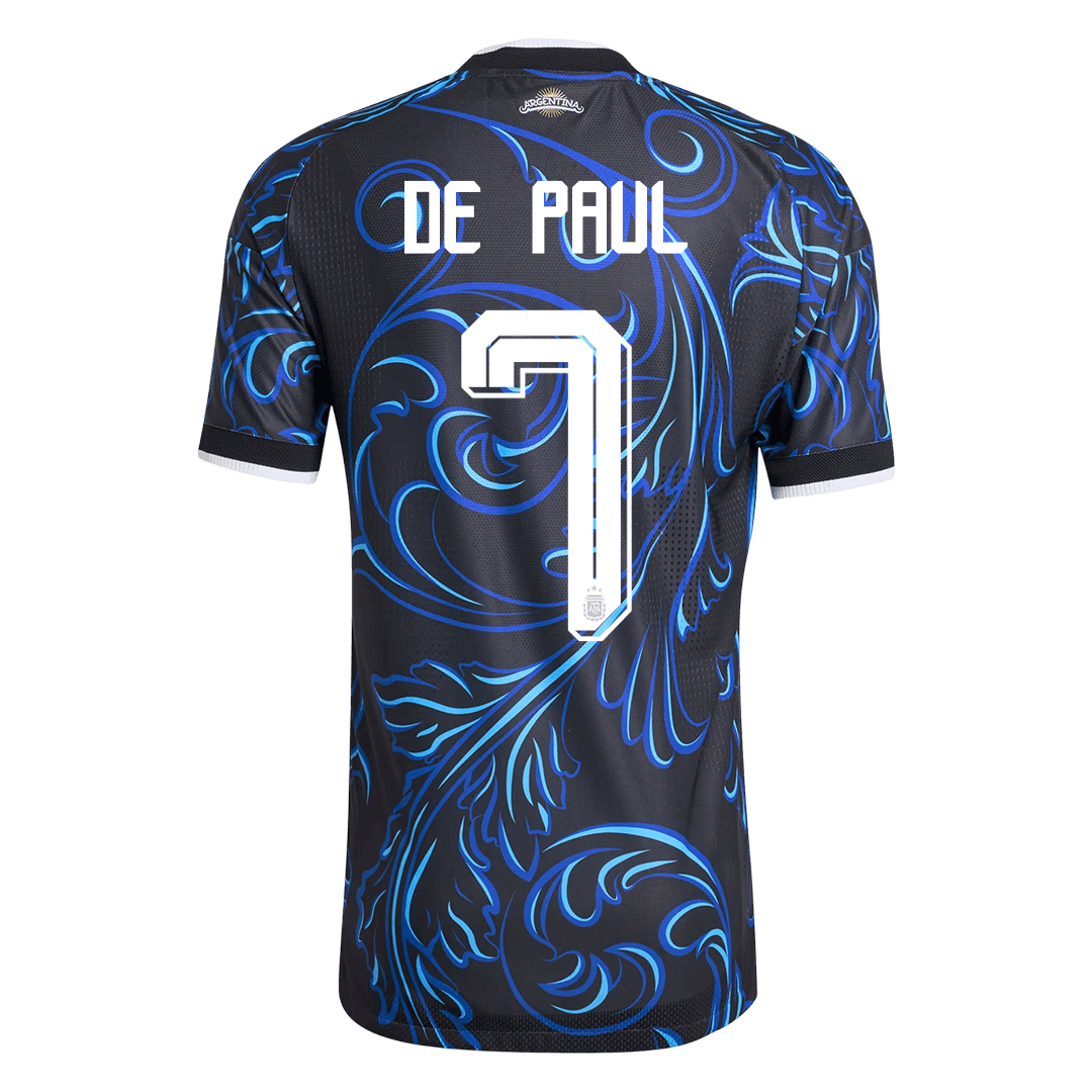 DE PAUL #7 Argentina Játékos Verzió Idegenbeli Mez Világbajnoki 2026 Fekete