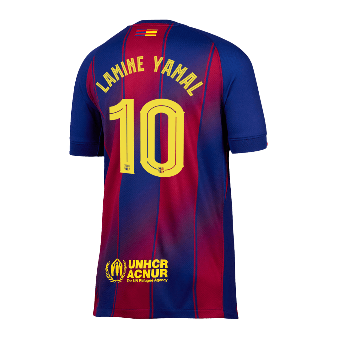 LAMINE YAMAL #10 Barcelona Otthon Soccer Mez 2025/26 Piros&Kék - UCL