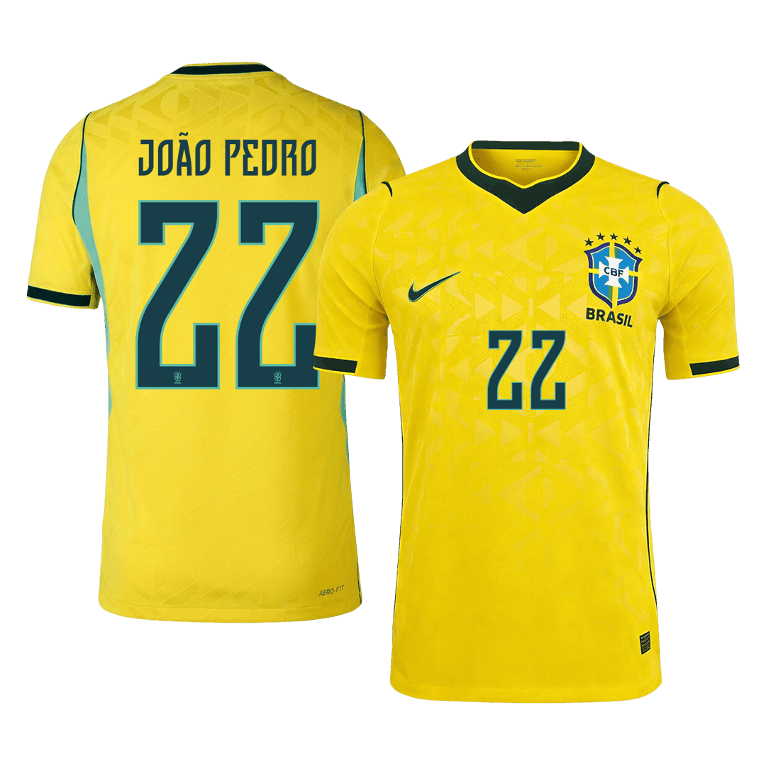 JOÃO PEDRO #22 Brazil Játékos Verzió Hazai Mez Világbajnoki 2026 Sárga