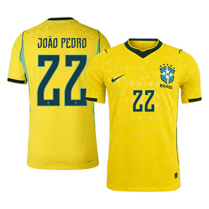 JOÃO PEDRO #22 Brazil Játékos Verzió Hazai Mez Világbajnoki 2026 Sárga