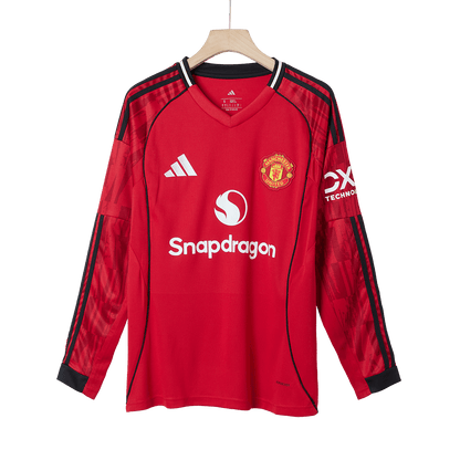 Manchester United Otthon Hosszú Ujjú Soccer Mez 2025/26 Piros
