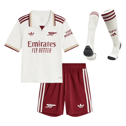 Arsenal Gyerek Idegenbeli Harmadik Mez Készlet(Mez+Nadrág+Zokni) 2025/26 Fehér