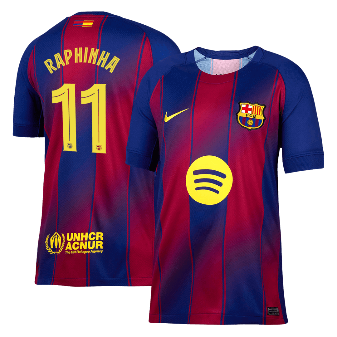 RAPHINHA #11 Barcelona Otthon Soccer Mez 2025/26 Piros&Kék - UCL