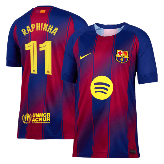 RAPHINHA #11 Barcelona Otthon Soccer Mez 2025/26 Piros&Kék - UCL