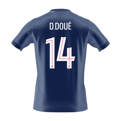 【Szuper Jó Minőségű】D.DOUÉ #14 PSG Otthon Soccer Mez 2025/26 Haditengerészet