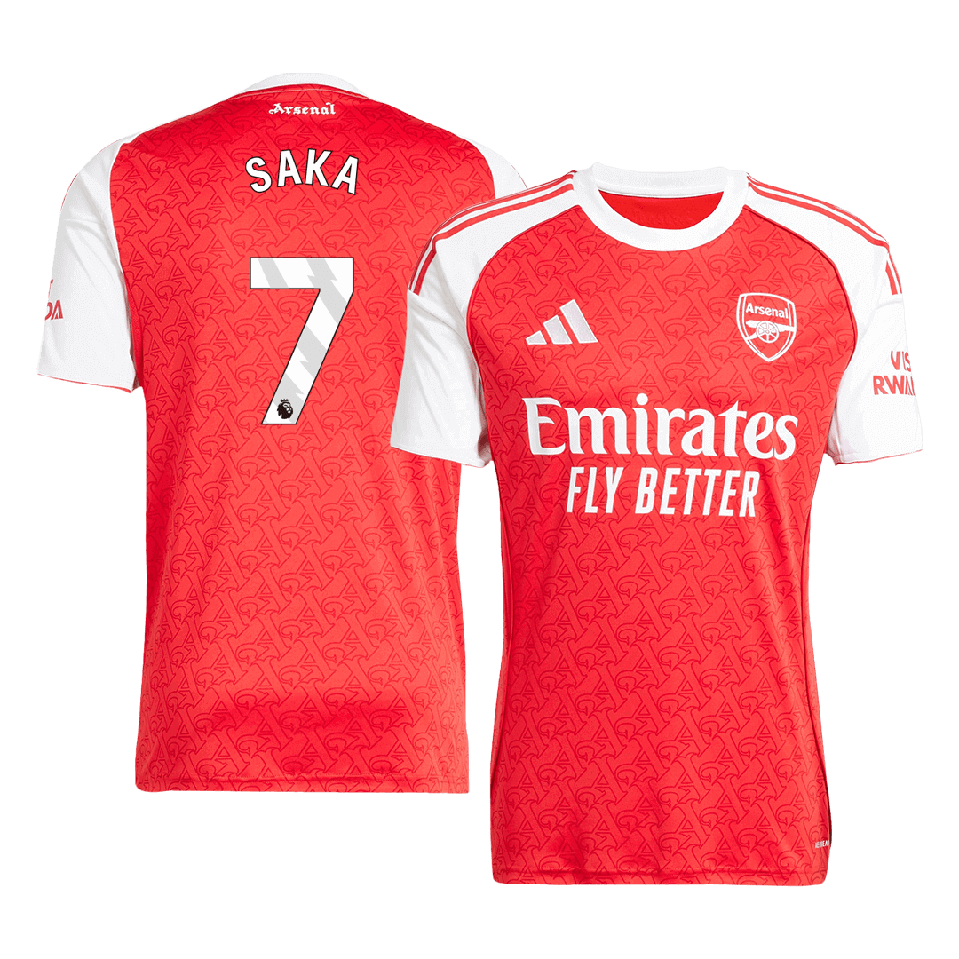SAKA #7 Arsenal Otthoni Soccer Mez 2025/26 Piros