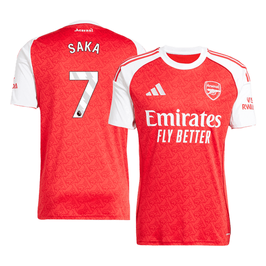 SAKA #7 Arsenal Otthoni Soccer Mez 2025/26 Piros