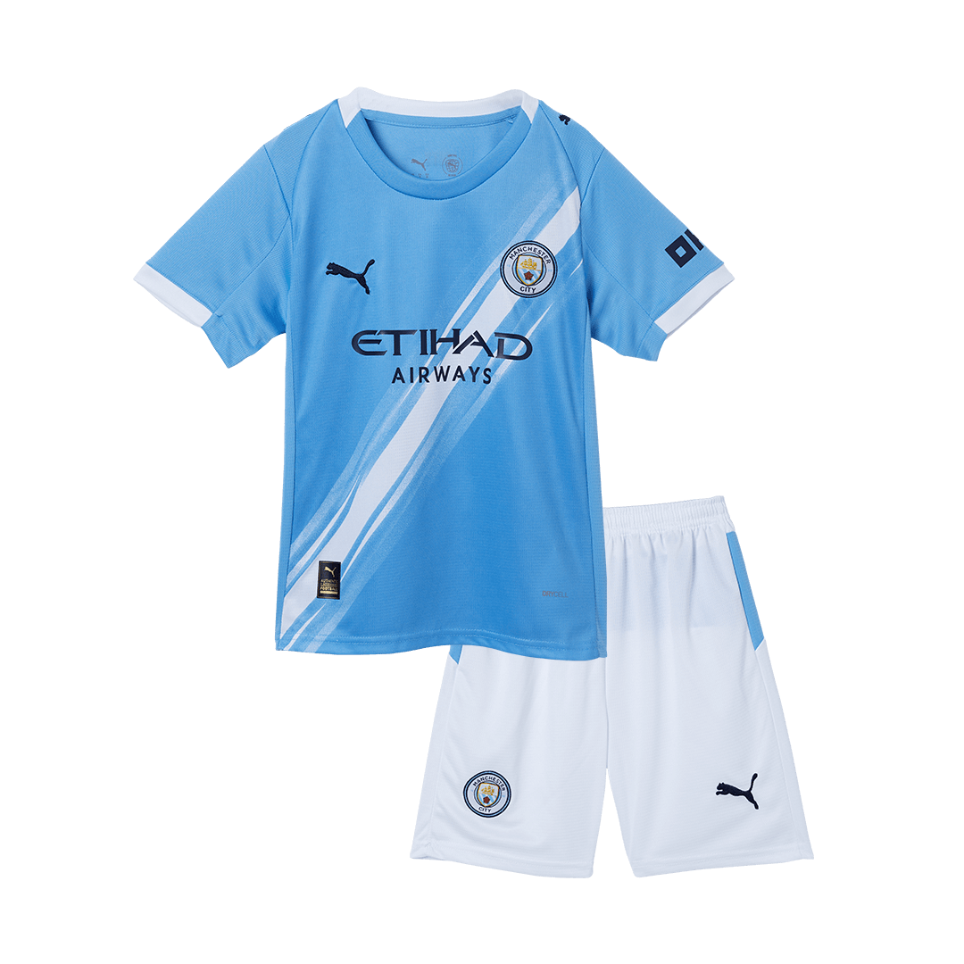 Gyerek Manchester City 
Otthoni 
Mez 
 
Készlet (Mez + Nadrág)2025/26 
 Kék