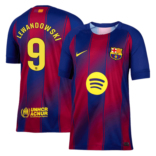 LEWANDOWSKI #9 Barcelona Otthon Soccer Mez 2025/26 Piros&Kék