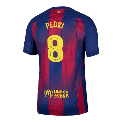 PEDRI #8 Hiteles Barcelona Otthon Soccer Mez 2025/26 Piros&Kék - UCL