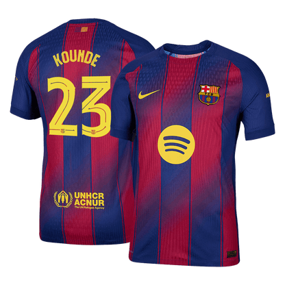 KOUNDE #23 Barcelona Játékos Otthon Mez 2025/26 Piros & Kék - UCL