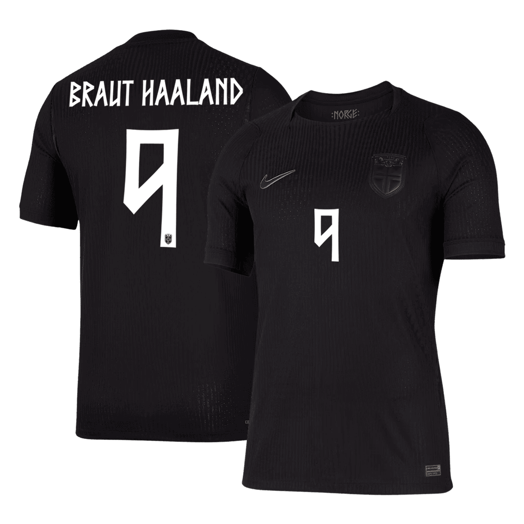 BRAUT HAALAND #9 Norvégia Játékos Verzió Idegenbeli Mez Világbajnoki 2026 Fekete