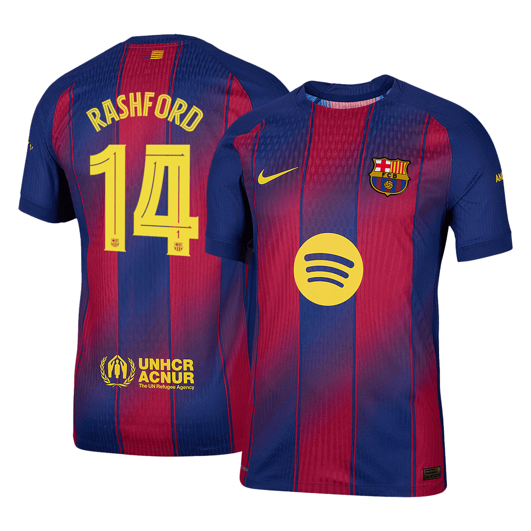 RASHFORD #14 Hiteles Barcelona Otthon Soccer Mez 2025/26 Piros&Kék - UCL