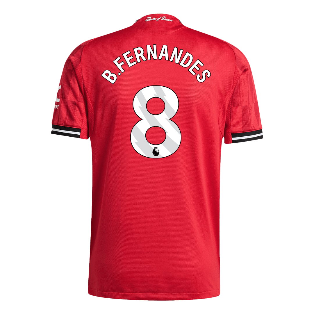 B.FERNANDES #8 Hiteles Manchester United Otthon Soccer Mez 2025/26 Piros