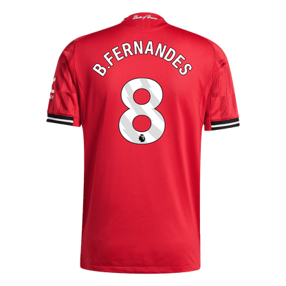 B.FERNANDES #8 Hiteles Manchester United Otthon Soccer Mez 2025/26 Piros