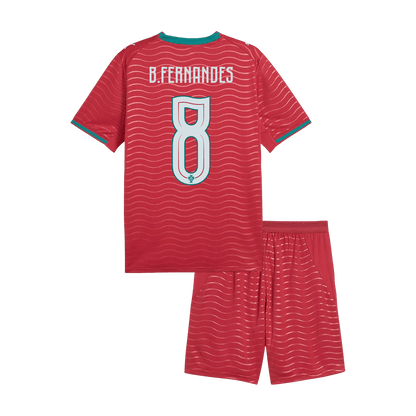 Portugal B. FERNANDES #8 Gyerek Hazai Világbajnokság Mez Készlet(Mez+Nadrág) 2026 Piros