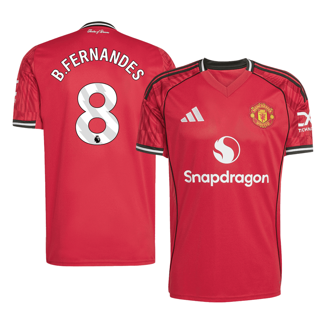B.FERNANDES #8 Manchester United Otthon Soccer Mez 2025/26 Piros