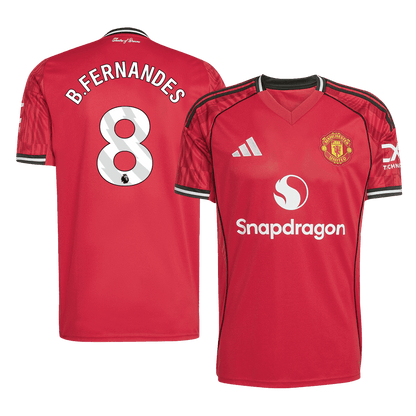 B.FERNANDES #8 Manchester United Otthon Soccer Mez 2025/26 Piros