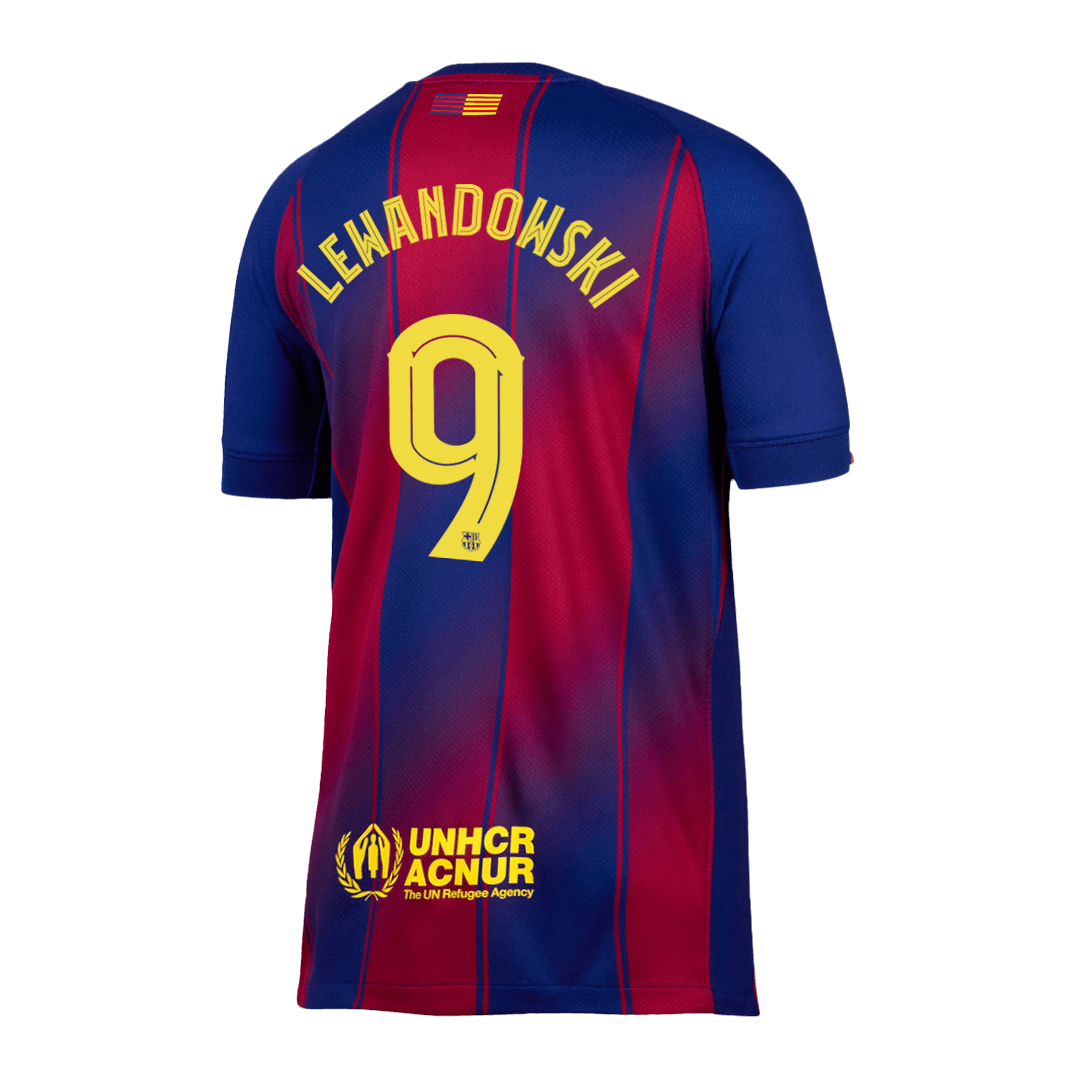 LEWANDOWSKI #9 Barcelona Otthon Soccer Mez 2025/26 Piros&Kék - UCL