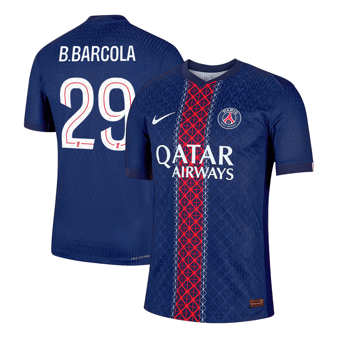 B.BARCOLA #29 Hiteles PSG Otthon Soccer Mez 2025/26 Haditengerészet
