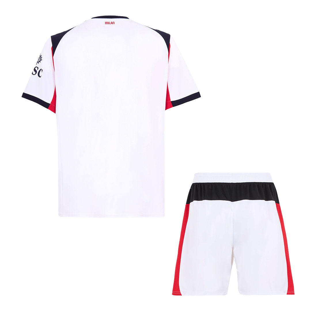 AC Milan Idegenbeli Soccer Mez Készlet(Mez+Rövidnadrág) 2025/26 Fehér