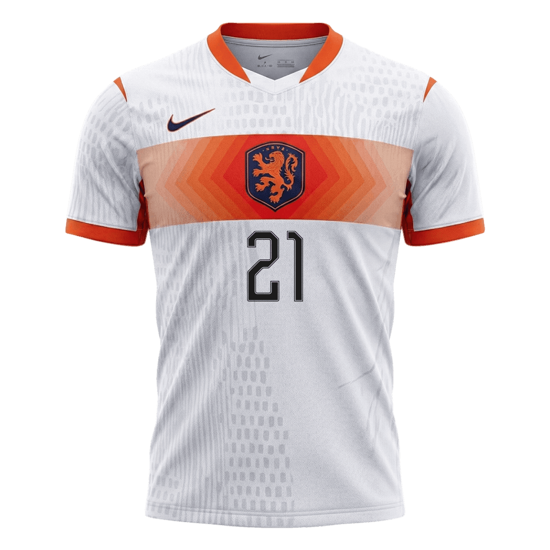 F.DE JONG #21 Netherlands Játékos Verzió Idegenbeli Mez Világbajnoki 2026 Fehér