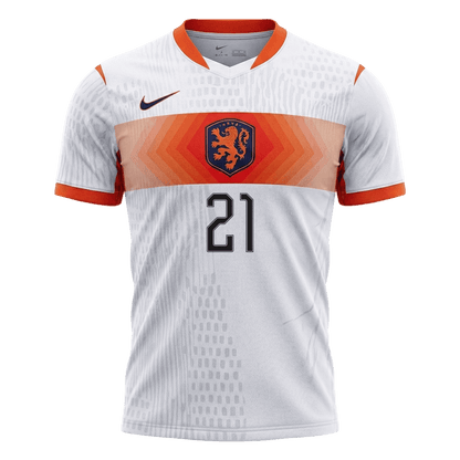 F.DE JONG #21 Netherlands Játékos Verzió Idegenbeli Mez Világbajnoki 2026 Fehér