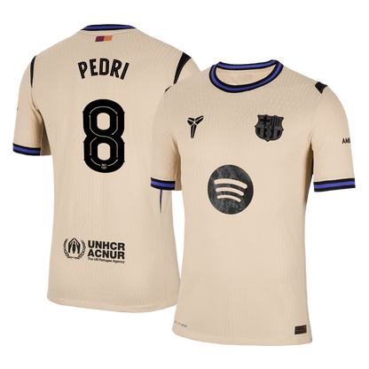 PEDRI #8 Hiteles Barcelona Idegenbeli Soccer Mez 2025/26 Sárga - UCL