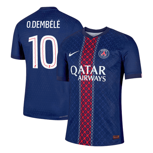 O.DEMBÉLÉ #10 Hiteles PSG Otthon Soccer Mez 2025/26 Haditengerészet