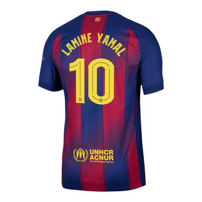 LAMINE YAMAL #10 Hiteles Barcelona Otthon Soccer Mez 2025/26 Piros&Kék - UCL
