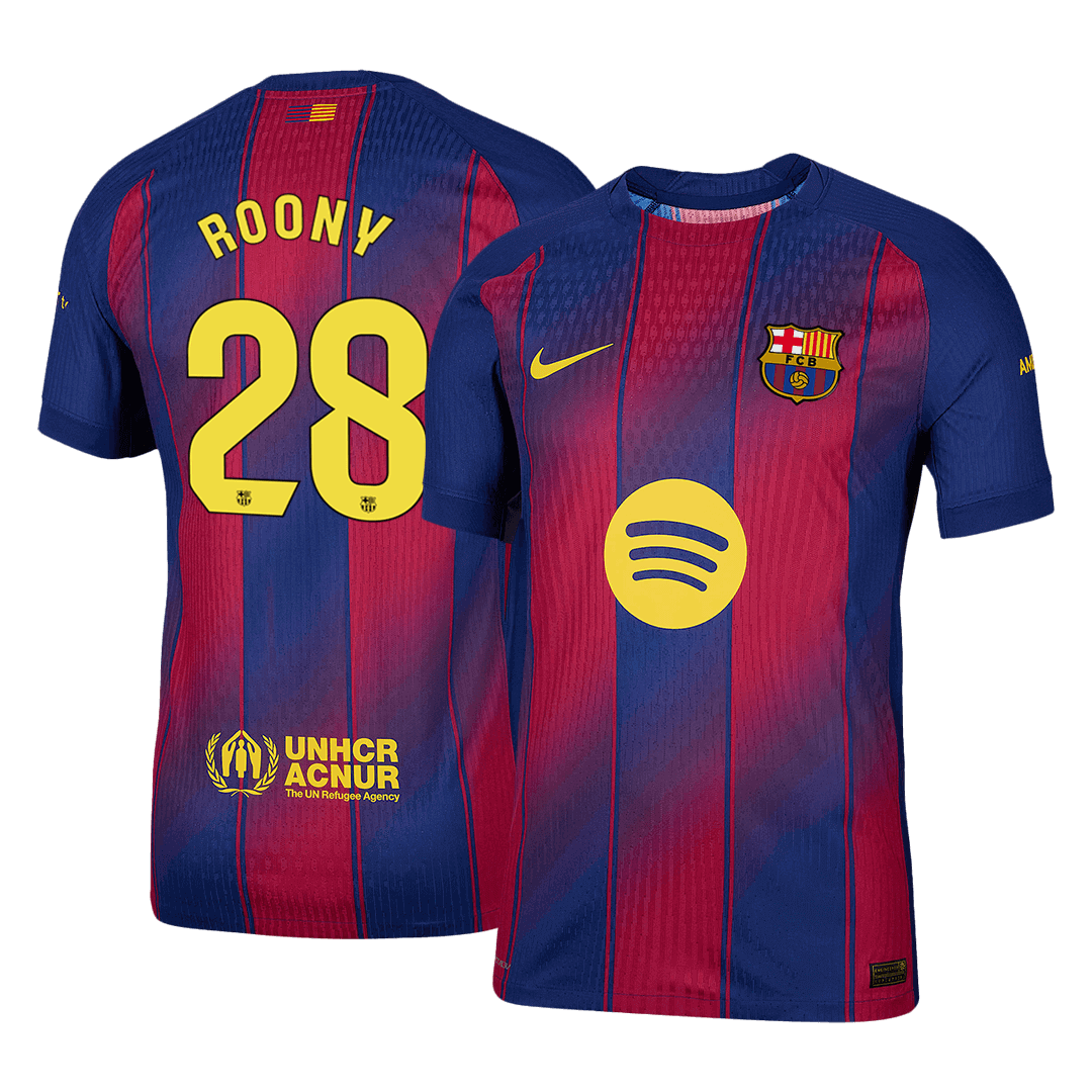 ROONY #28 Barcelona Játékos Otthon Mez 2025/26 Piros & Kék