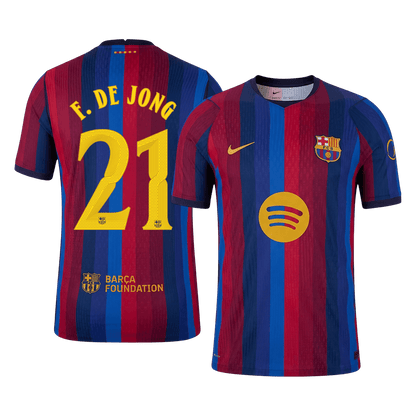 F. DE JONG #21 Barcelona Játékos Verzió Hazai Mez 2026/27 Piros & Kék - UCL