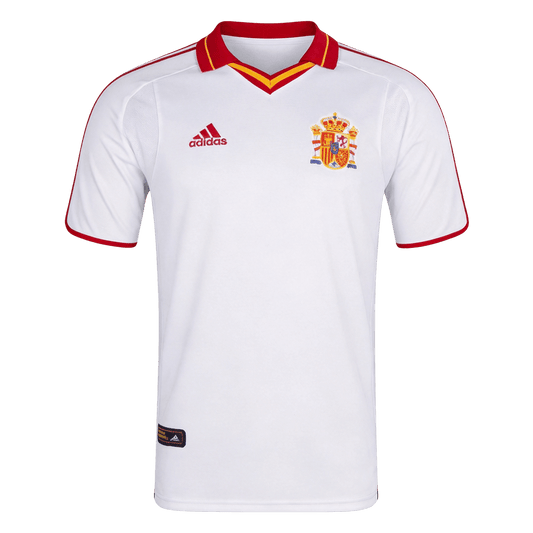 Spain Idegenbeli Retro Futball Mez 2000 Fehér