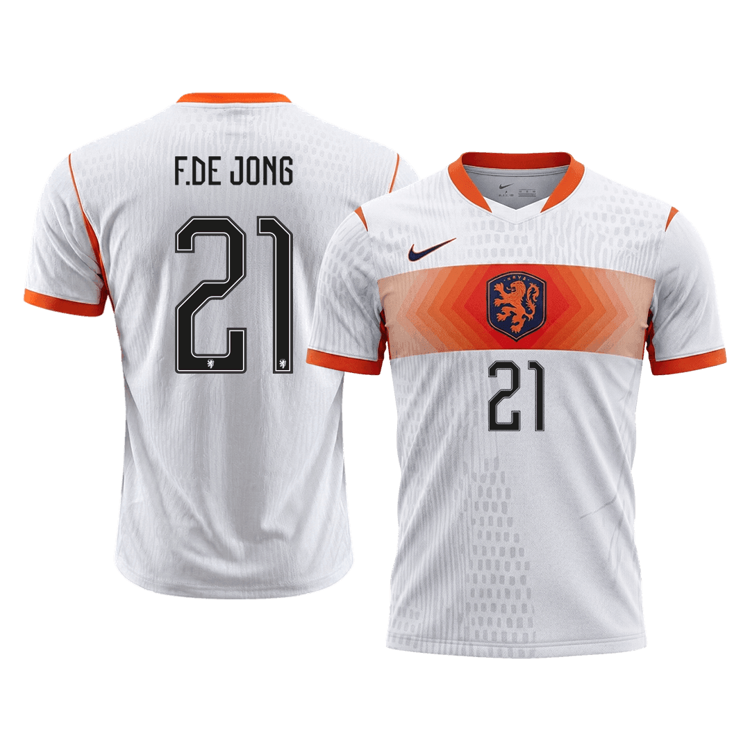 F.DE JONG #21 Netherlands Játékos Verzió Idegenbeli Mez Világbajnoki 2026 Fehér