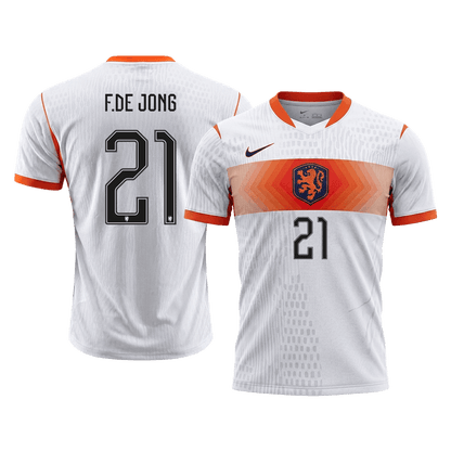 F.DE JONG #21 Netherlands Játékos Verzió Idegenbeli Mez Világbajnoki 2026 Fehér