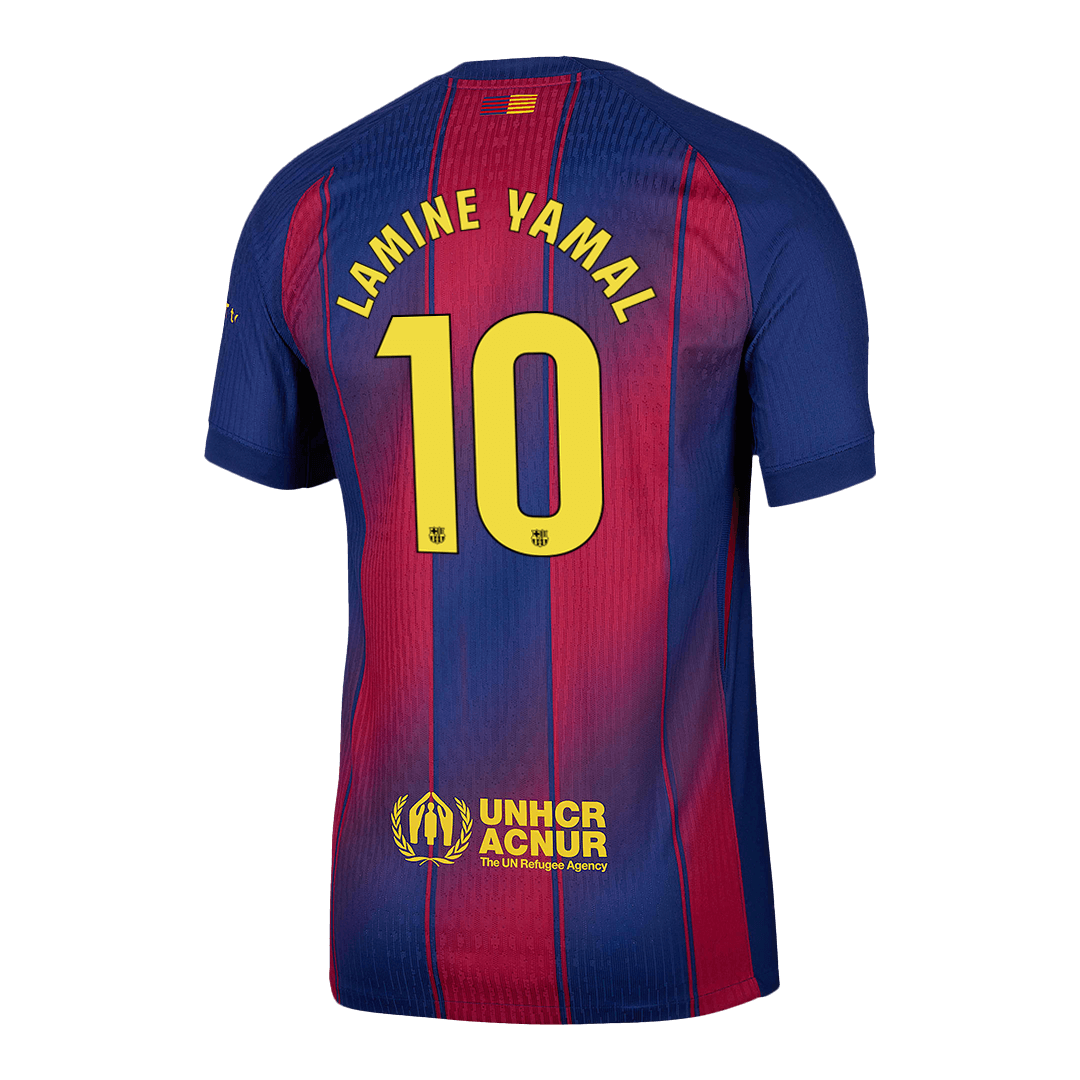 LAMINE YAMAL #10 Hiteles Barcelona Otthon Soccer Mez 2025/26 Piros&Kék