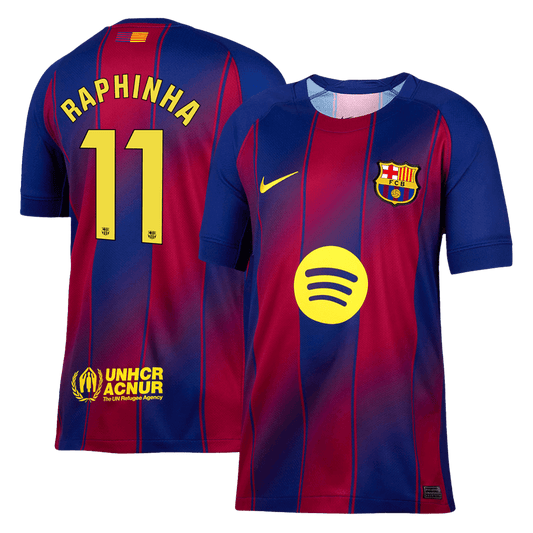 RAPHINHA #11 Barcelona Otthon Soccer Mez 2025/26 Piros&Kék