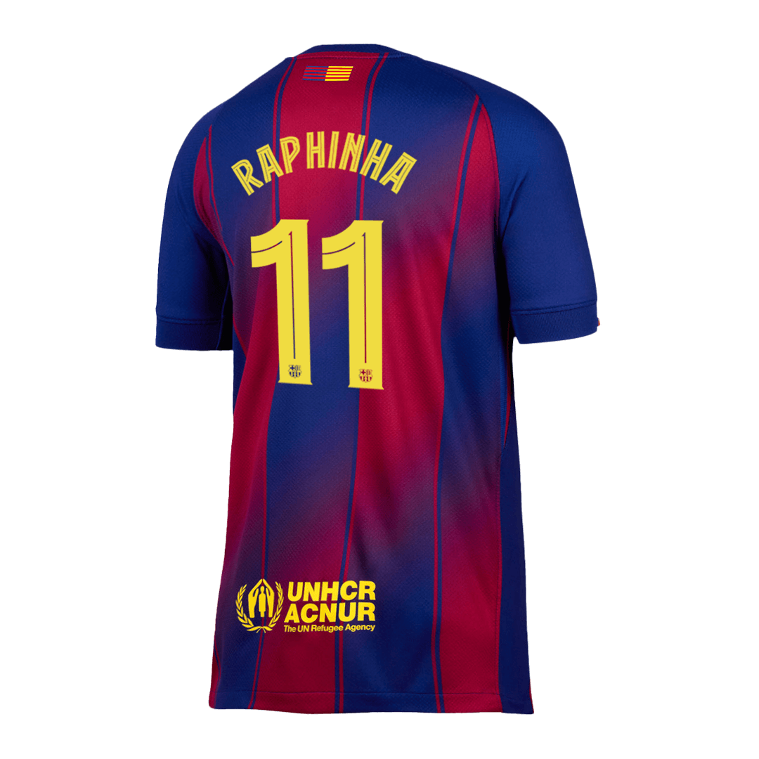 RAPHINHA #11 Barcelona Otthon Soccer Mez 2025/26 Piros&Kék - UCL