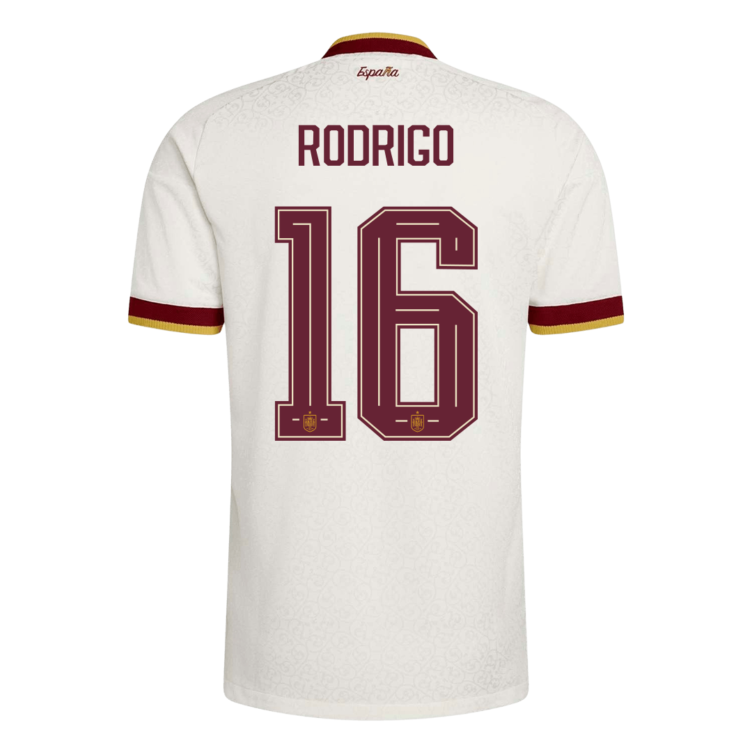 RODRIGO #16 Spain Játékos Verzió Idegenbeli Mez Világbajnoki 2026 Fehér