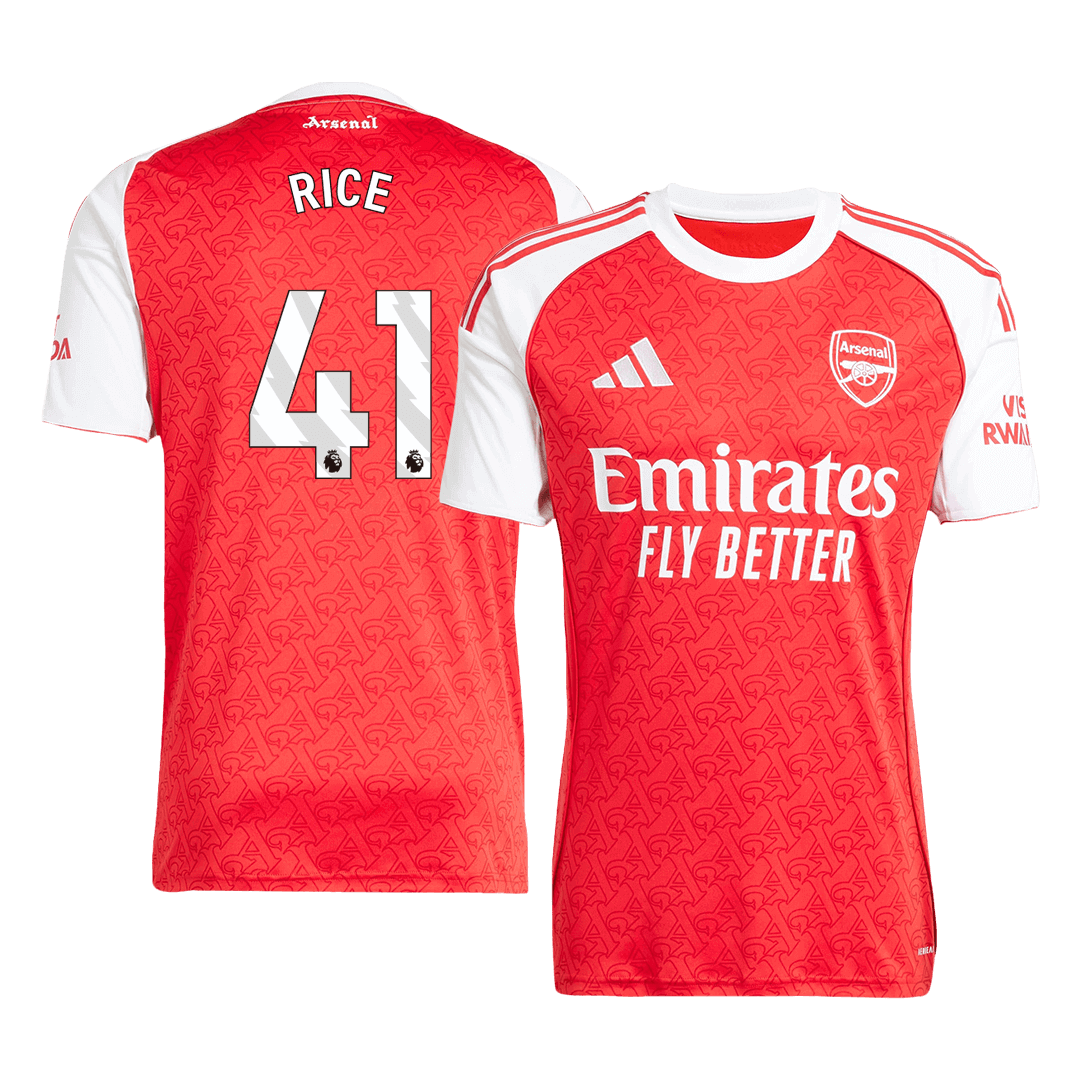 RICE #41 Arsenal Otthoni Soccer Mez 2025/26 Piros