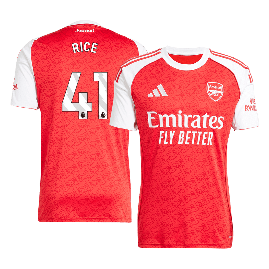 RICE #41 Arsenal Otthoni Soccer Mez 2025/26 Piros