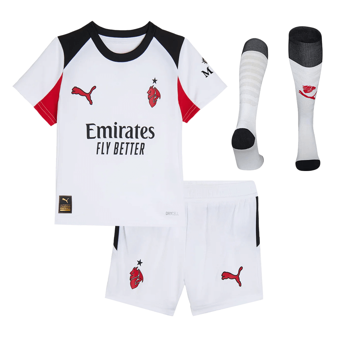 AC Milan Gyerek Idegenbeli Mez Készlet(Mez+Nadrág+Zokni) 2025/26 Fehér