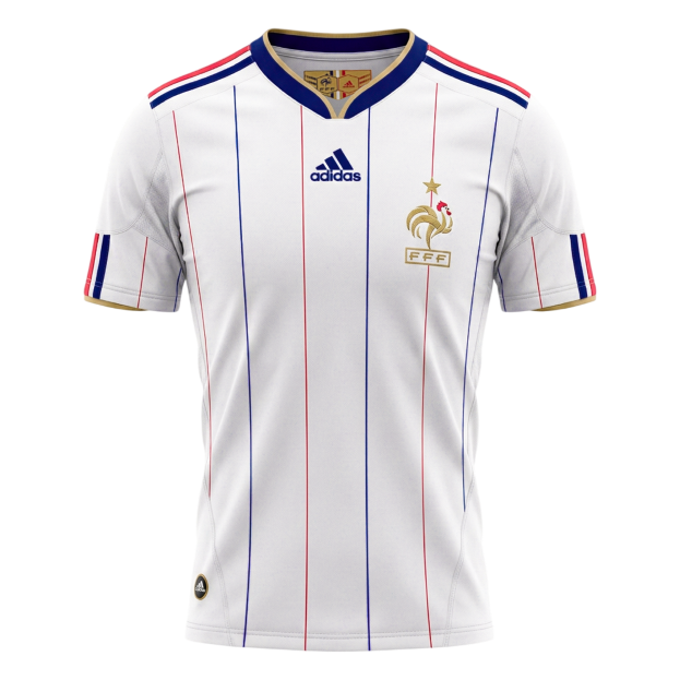 France Idegenbeli Retro Futball Mez 2010 Fehér 2025/26