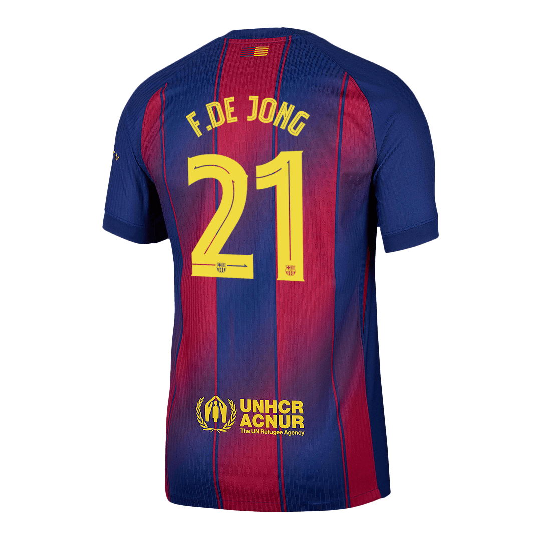 F.DE JONG #21 Hiteles Barcelona Otthon Soccer Mez 2025/26 Piros&Kék - UCL
