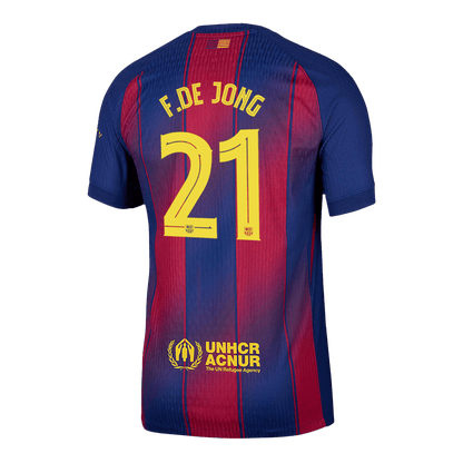 F.DE JONG #21 Hiteles Barcelona Otthon Soccer Mez 2025/26 Piros&Kék - UCL