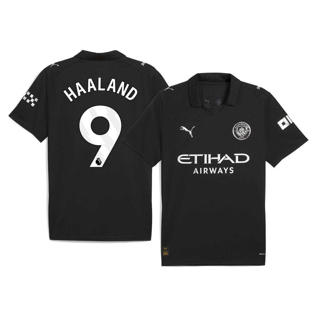 HAALAND #9 Manchester City Idegenbeli Futball Mez 2025/26 Fekete
