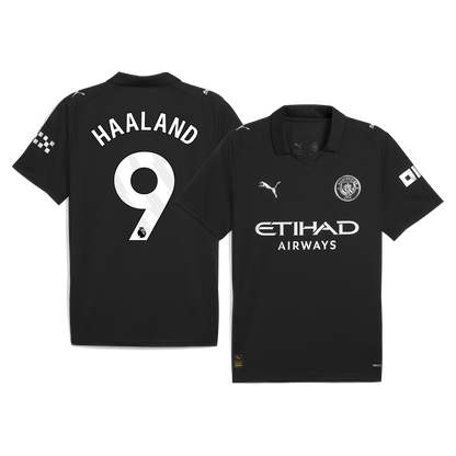 HAALAND #9 Manchester City Idegenbeli Futball Mez 2025/26 Fekete